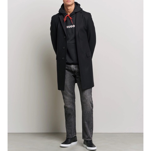 Hugo Boss Migor Overcoat Black Wool Dressy Pea Coat Jacket $445 NEW Size 48 R - Picture 11 of 11